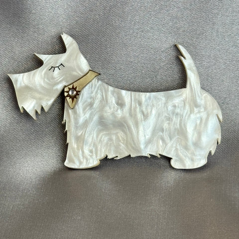 White Scotty - Brooch