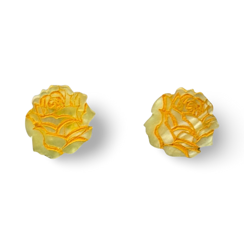 Yellow rose - stud earrings