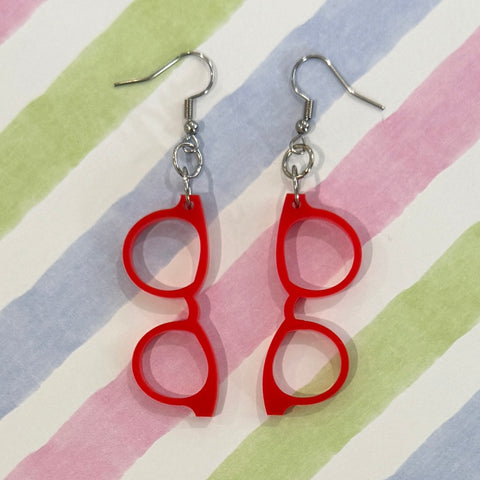 Savvy Red Hipster Glasses 👓 - earrings