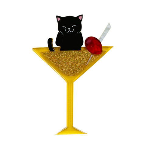 2021 Black Kitty Meowtini - Brooch