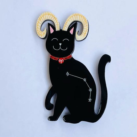Aries Black Kitty - Brooch