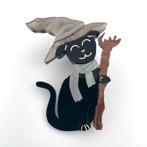 Grey Wizard Kitty - Brooch