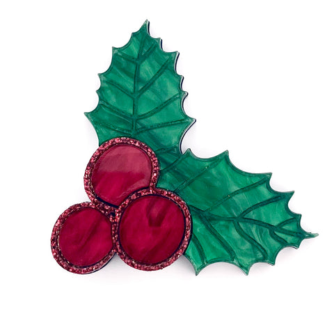 Holly sprig - brooch